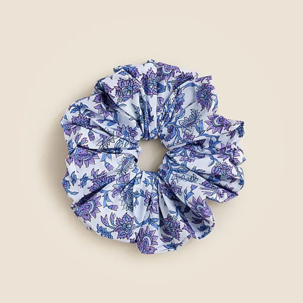 NWT J. Crew Oversized Floral Scrunchie - Blue and Purple